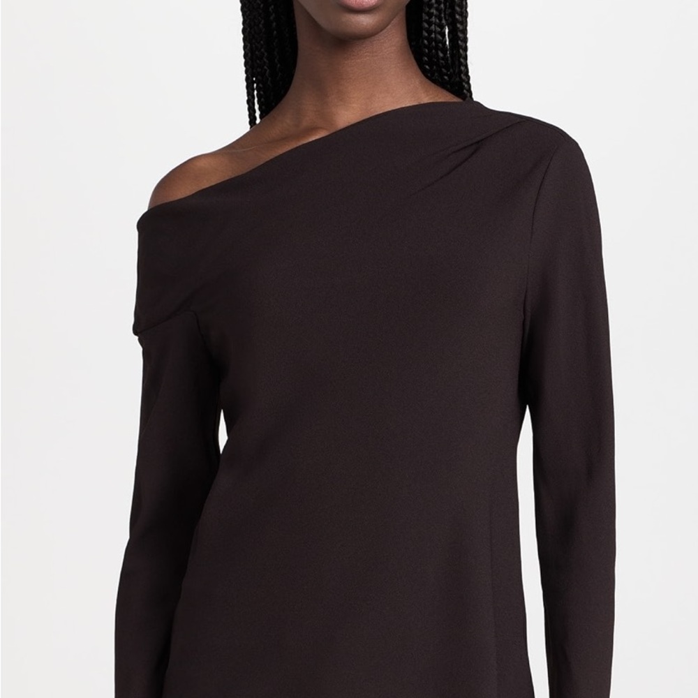 Theory Brown Asymmetrical Long Sleeve Top
